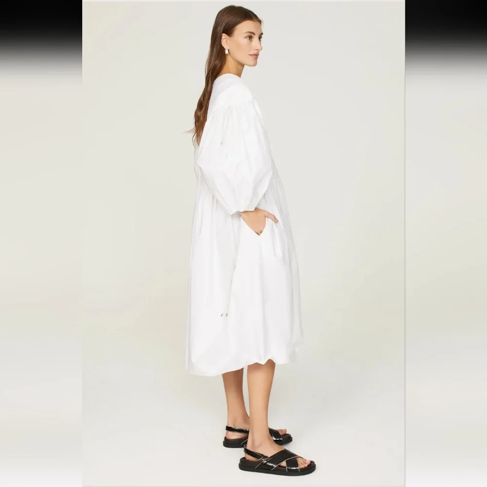 Rosetta Getty White Cinched Midi Dress Size S - Picture 2 of 10